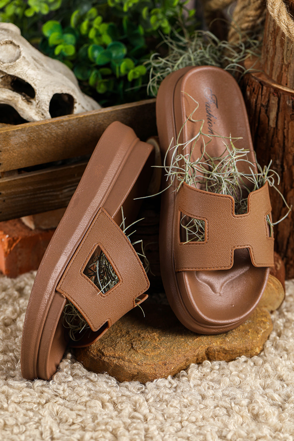 Women's Orthopedic Cut-Out Platform Slides — Cushioned Comfort Slippers
