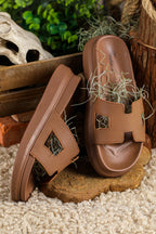 Women's Orthopedic Cut-Out Platform Slides — Cushioned Comfort Slippers