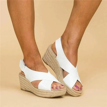 Orthopedic Wedge Sandals for Women with Adjustable Cross Straps and Arch Support