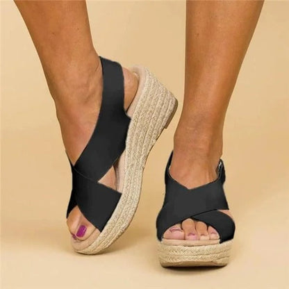 Orthopedic Wedge Sandals for Women with Adjustable Cross Straps and Arch Support