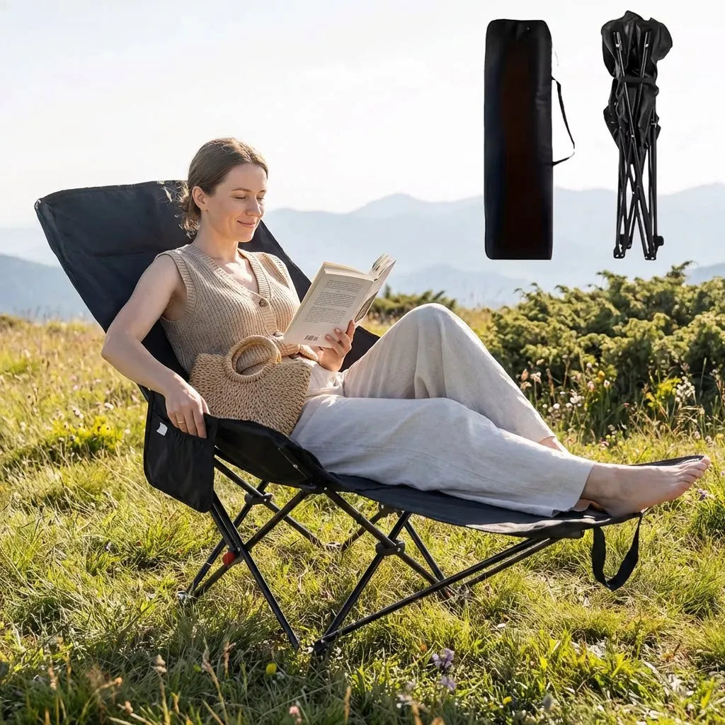 Outdoor Comfort | Heavy-Duty Foldable Beach Chair with Adjustable Height | Portable Design for Relaxation