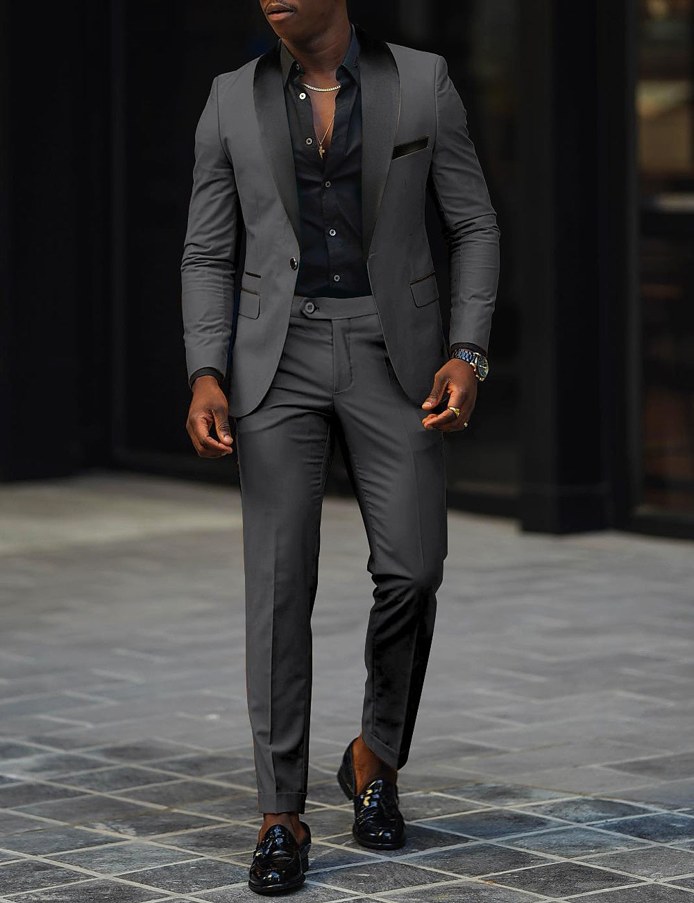 Men's Single Button Suit — Two-Piece Notch Collar Business Suit