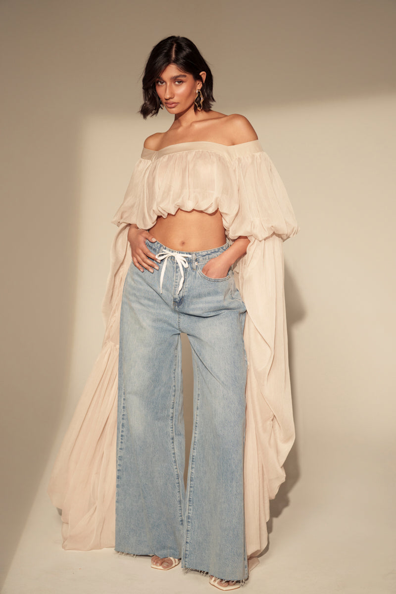 Women's Sheer Square Neck Blouse – Slouchy Long Sleeve High-Low Hem Tops for Women