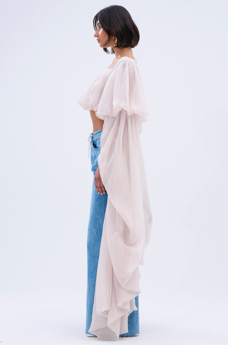 Women's Sheer Square Neck Blouse – Slouchy Long Sleeve High-Low Hem Tops for Women
