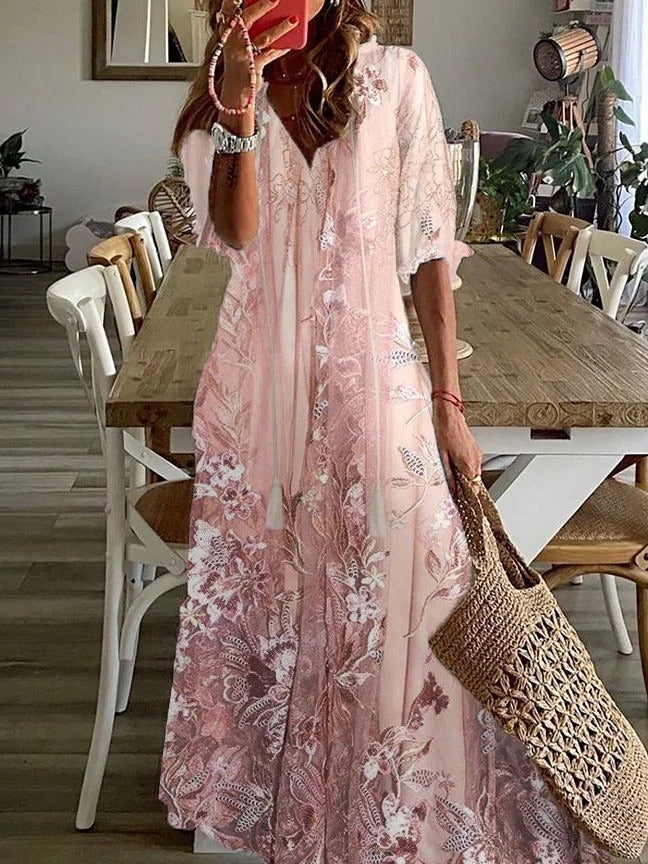 Clara Floral Maxi Casual Summer Dress | Premium Day Dress