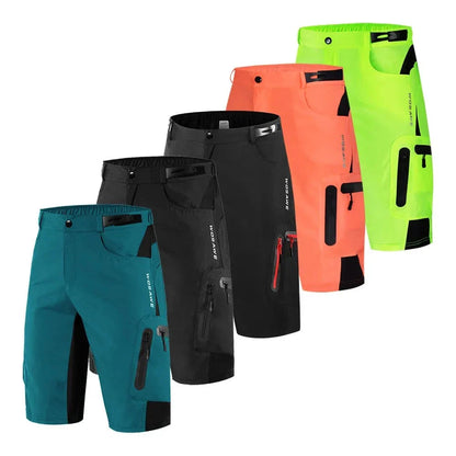 Men's Cycling Shorts – Padded Gel Liner Quick-Dry MTB Shorts with Zippered Pockets for Mountain Biking