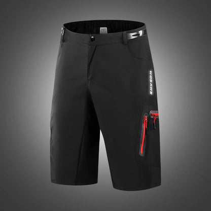 Men's Cycling Shorts – Padded Gel Liner Quick-Dry MTB Shorts with Zippered Pockets for Mountain Biking