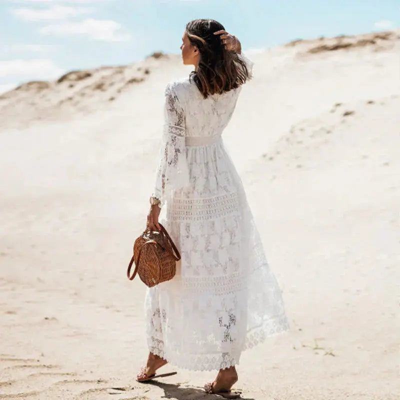 Elysia Long-Sleeve Boho Maxi Dress | Premium Flowing Dress