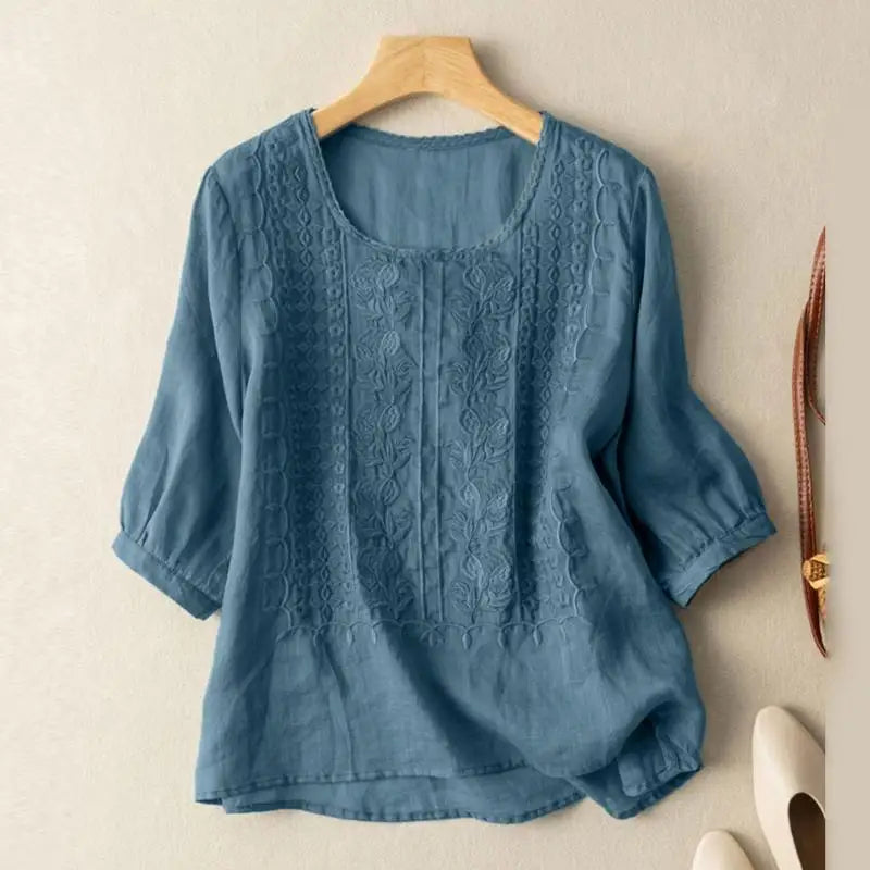 Sonia™ | Floral Relaxed Blouse with Elegant Embroidery | Flattering Fit for Effortless Style