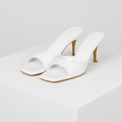Mattea Square-Toe Mule Heels | Premium Open Toe Dress Heels