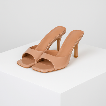 Mattea Square-Toe Mule Heels | Premium Open Toe Dress Heels