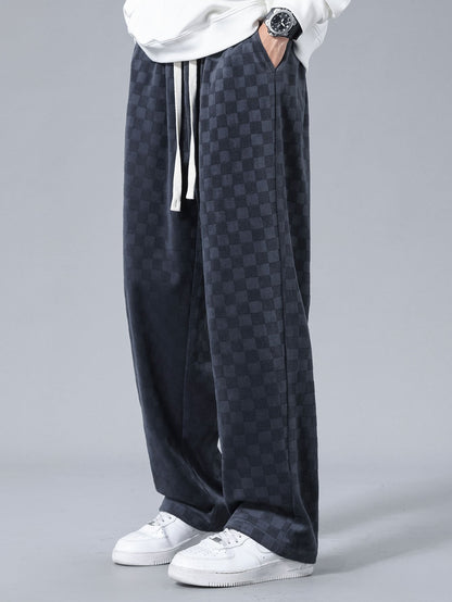 Stylish Checkerboard Straight Leg Pants with Comfortable Fit for Everyday Wear