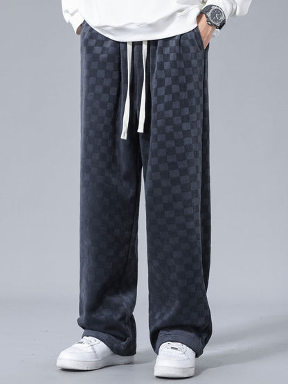 Stylish Checkerboard Straight Leg Pants with Comfortable Fit for Everyday Wear