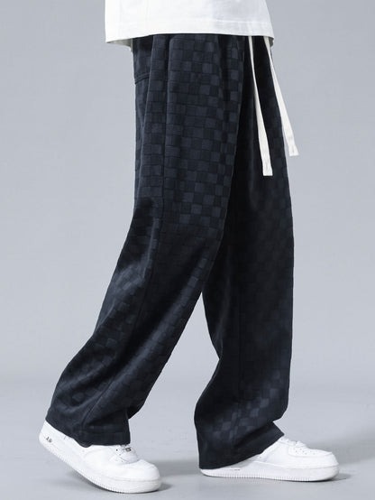 Stylish Checkerboard Straight Leg Pants with Comfortable Fit for Everyday Wear