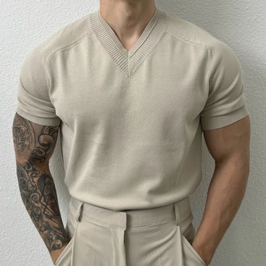 Men's Short Sleeve Knit T-Shirt Lightweight Casual Fit Breathable Everyday Pullover Tee