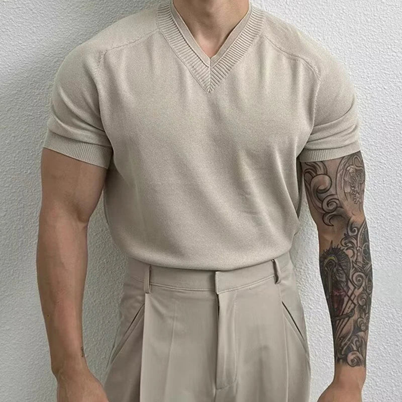 Men's Short Sleeve Knit T-Shirt Lightweight Casual Fit Breathable Everyday Pullover Tee