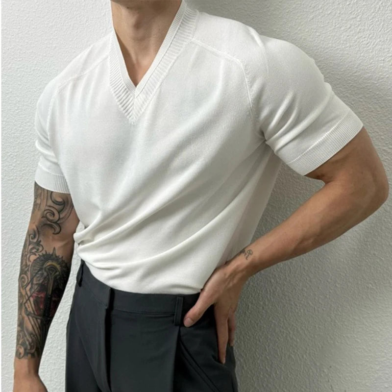 Men's Short Sleeve Knit T-Shirt Lightweight Casual Fit Breathable Everyday Pullover Tee