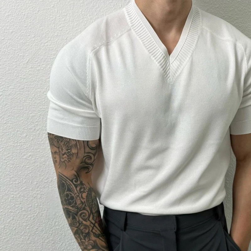 Men's Short Sleeve Knit T-Shirt Lightweight Casual Fit Breathable Everyday Pullover Tee