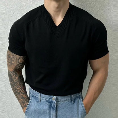 Men's Short Sleeve Knit T-Shirt Lightweight Casual Fit Breathable Everyday Pullover Tee