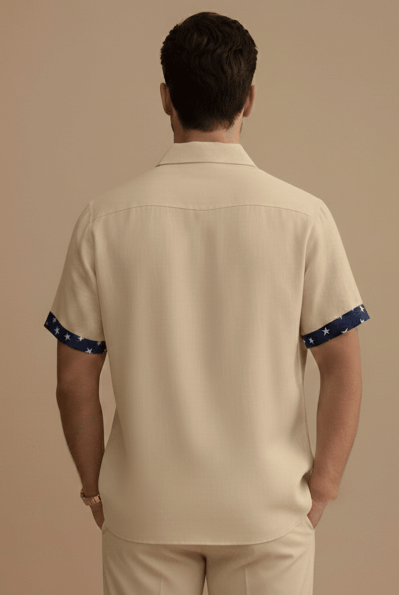 Stylish Men's Dress Shirts with Contrast Trim | Short Sleeve Button-Up for Effortless Summer Style