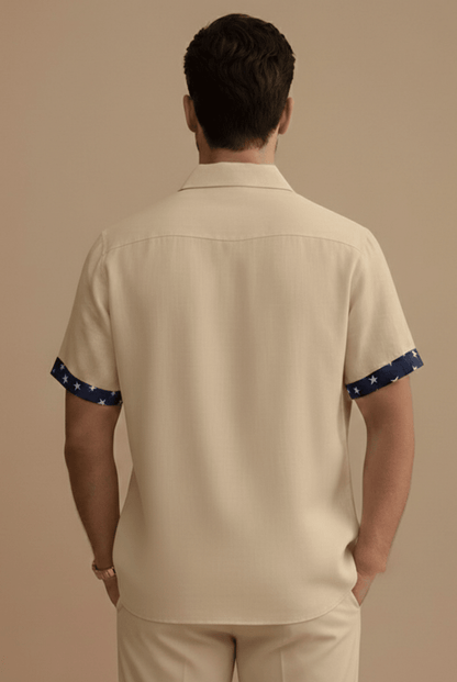 Stylish Men's Dress Shirts with Contrast Trim | Short Sleeve Button-Up for Effortless Summer Style