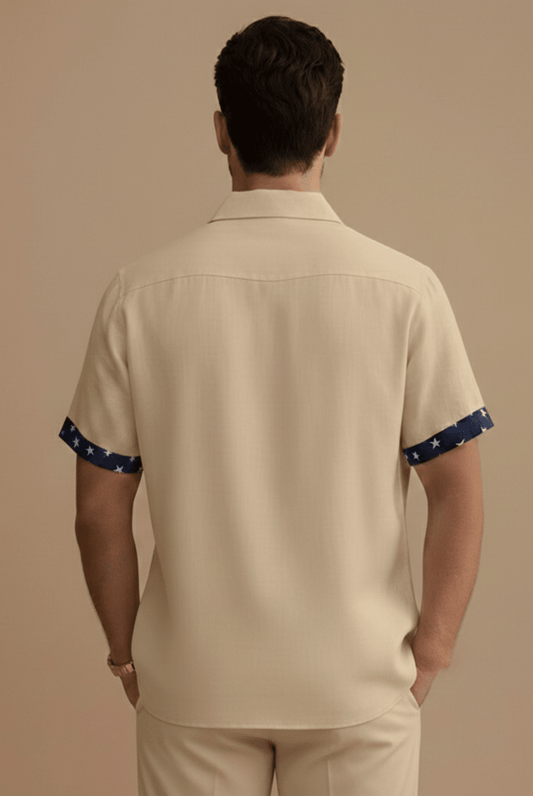 Stylish Men's Dress Shirts with Contrast Trim | Short Sleeve Button-Up for Effortless Summer Style