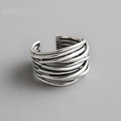 Sylvian Collection | Sterling Silver Adjustable Layered Ring with Elegant Design | Versatile Accessory for Any Occasion