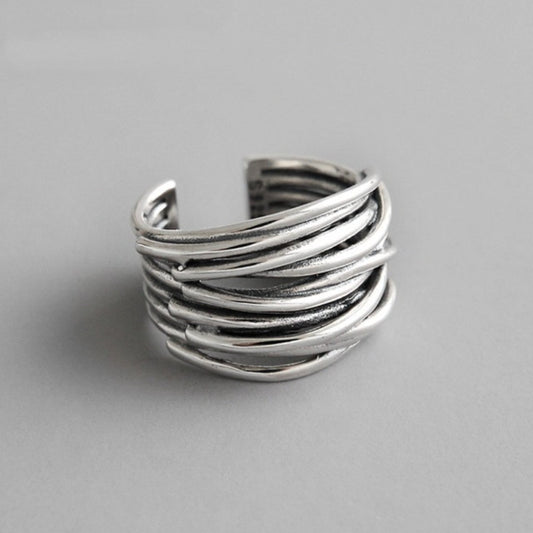 Sylvian Collection | Sterling Silver Adjustable Layered Ring with Elegant Design | Versatile Accessory for Any Occasion