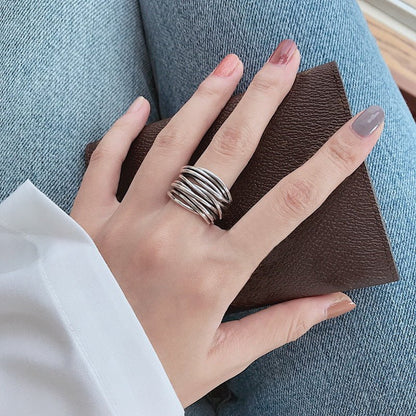 Sylvian Collection | Sterling Silver Adjustable Layered Ring with Elegant Design | Versatile Accessory for Any Occasion