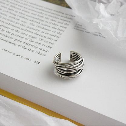 Sylvian Collection | Sterling Silver Adjustable Layered Ring with Elegant Design | Versatile Accessory for Any Occasion