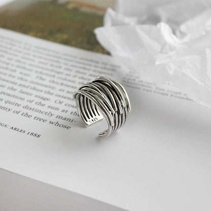 Sylvian Collection | Sterling Silver Adjustable Layered Ring with Elegant Design | Versatile Accessory for Any Occasion