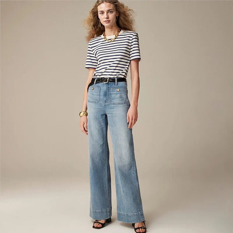 Tailored Denim | Women's High-Waist Wide-Leg Jeans with Structured Fit | Elegant Style for Everyday Wear