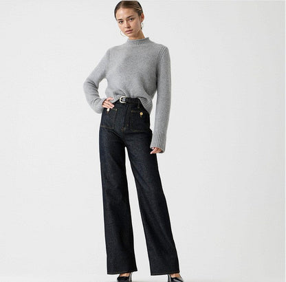 Tailored Denim | Women's High-Waist Wide-Leg Jeans with Structured Fit | Elegant Style for Everyday Wear