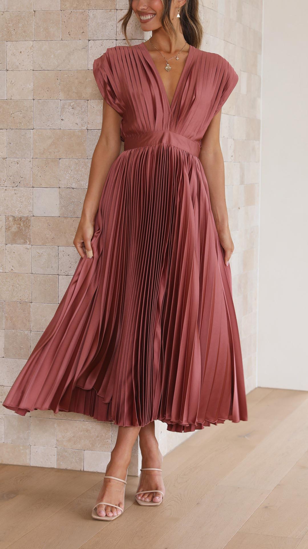 Giselle Tie Front Pleated Midi Dress | Premium Summer Dress