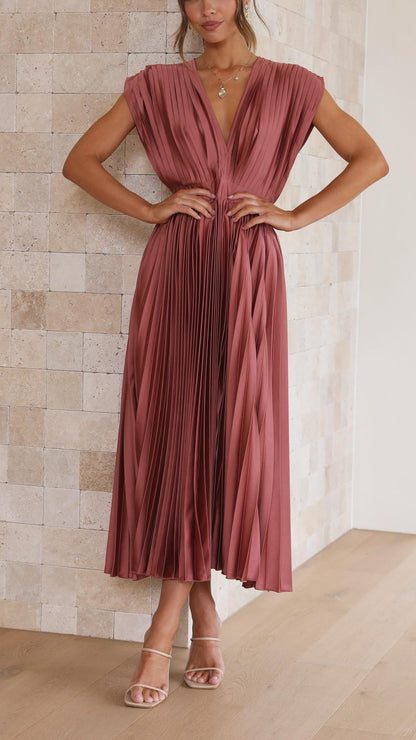 Giselle Tie Front Pleated Midi Dress | Premium Summer Dress
