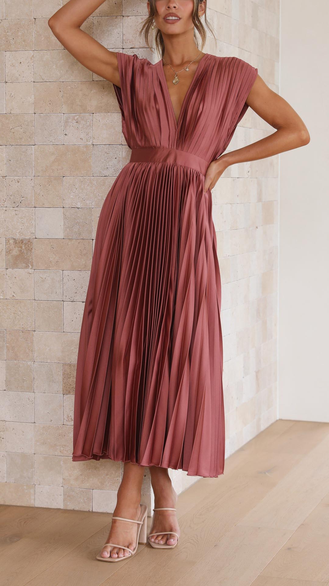 Giselle Tie Front Pleated Midi Dress | Premium Summer Dress