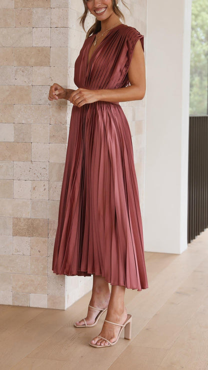Giselle Tie Front Pleated Midi Dress | Premium Summer Dress