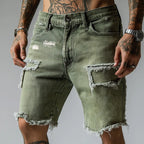 Cooper™ Men's Ripped Stretch Denim Shorts — Vintage Distressed Wash
