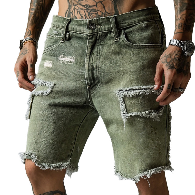 Cooper™ Men's Ripped Stretch Denim Shorts — Vintage Distressed Wash