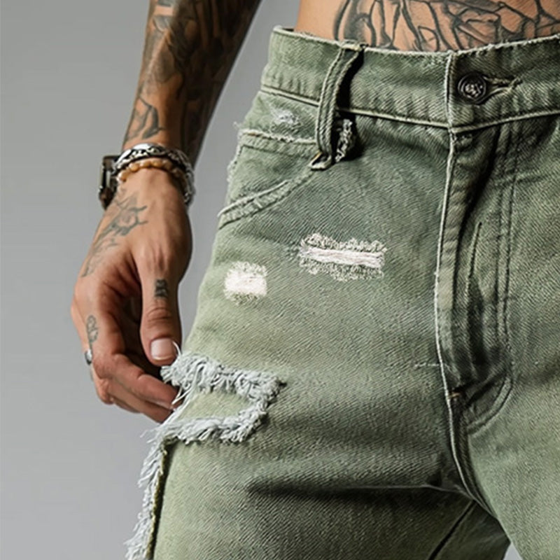 Cooper™ Men's Ripped Stretch Denim Shorts — Vintage Distressed Wash