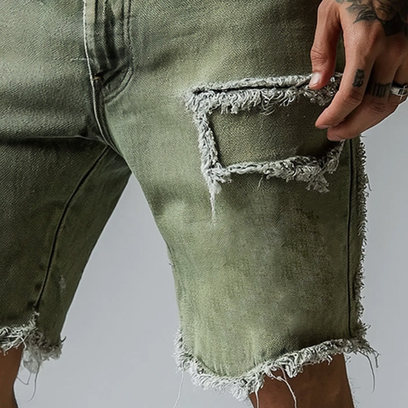 Cooper™ Men's Ripped Stretch Denim Shorts — Vintage Distressed Wash