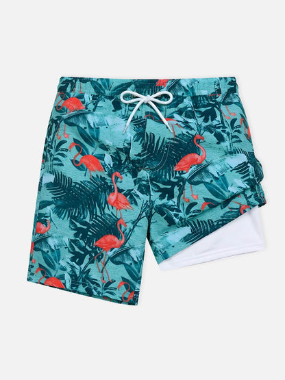Tropical Vibes | Men's Slim Fit Swim Trunks with Adjustable Drawstring | Lightweight Comfort for Beach Days