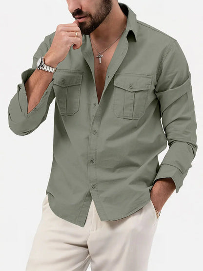 Utility Pocket Shirt | Men's Long Sleeve with Dual Chest Pockets | Versatile Style for Everyday Wear
