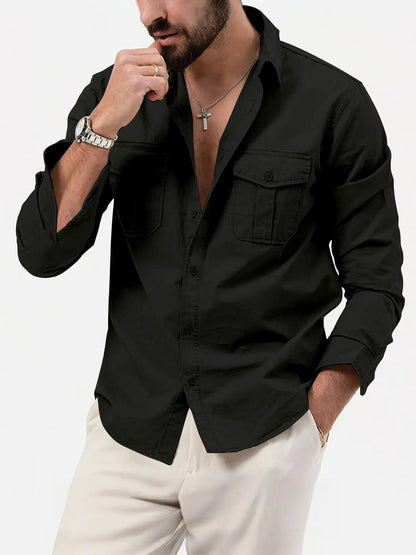Utility Pocket Shirt | Men's Long Sleeve with Dual Chest Pockets | Versatile Style for Everyday Wear