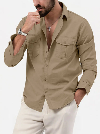 Utility Pocket Shirt | Men's Long Sleeve with Dual Chest Pockets | Versatile Style for Everyday Wear