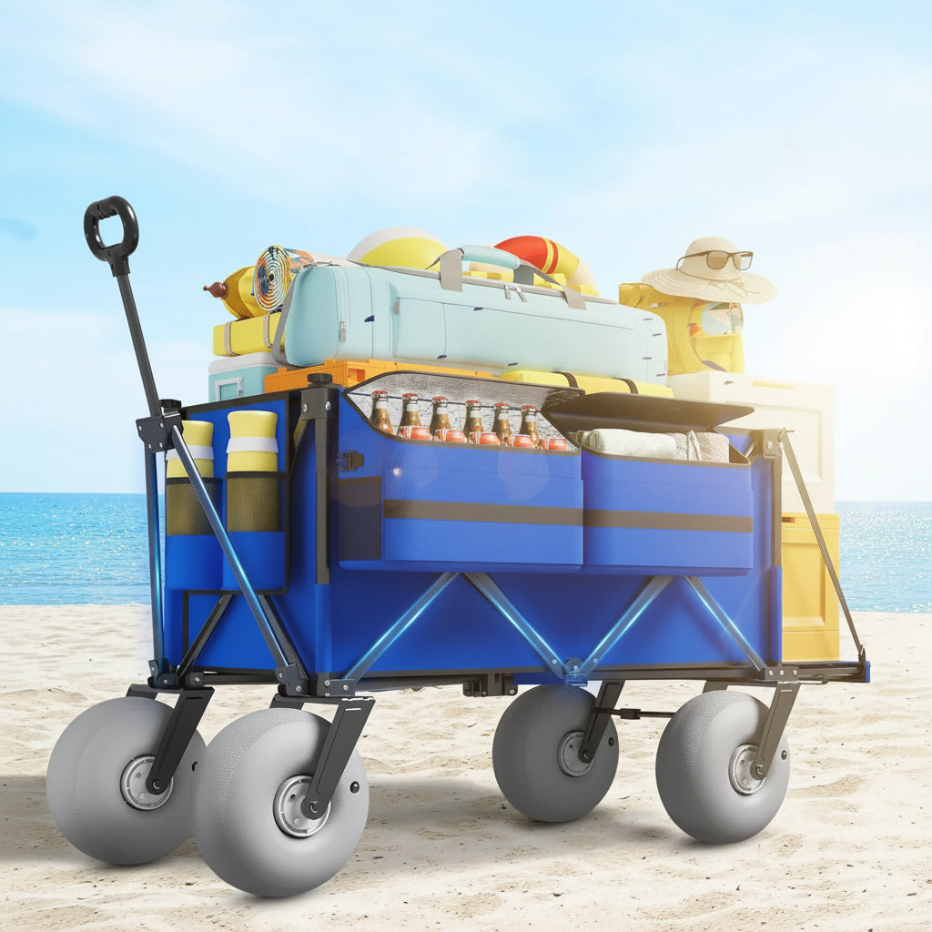 Heavy-Duty Beach Wagon — Foldable All-Terrain Cart for Sand & Outdoor Use