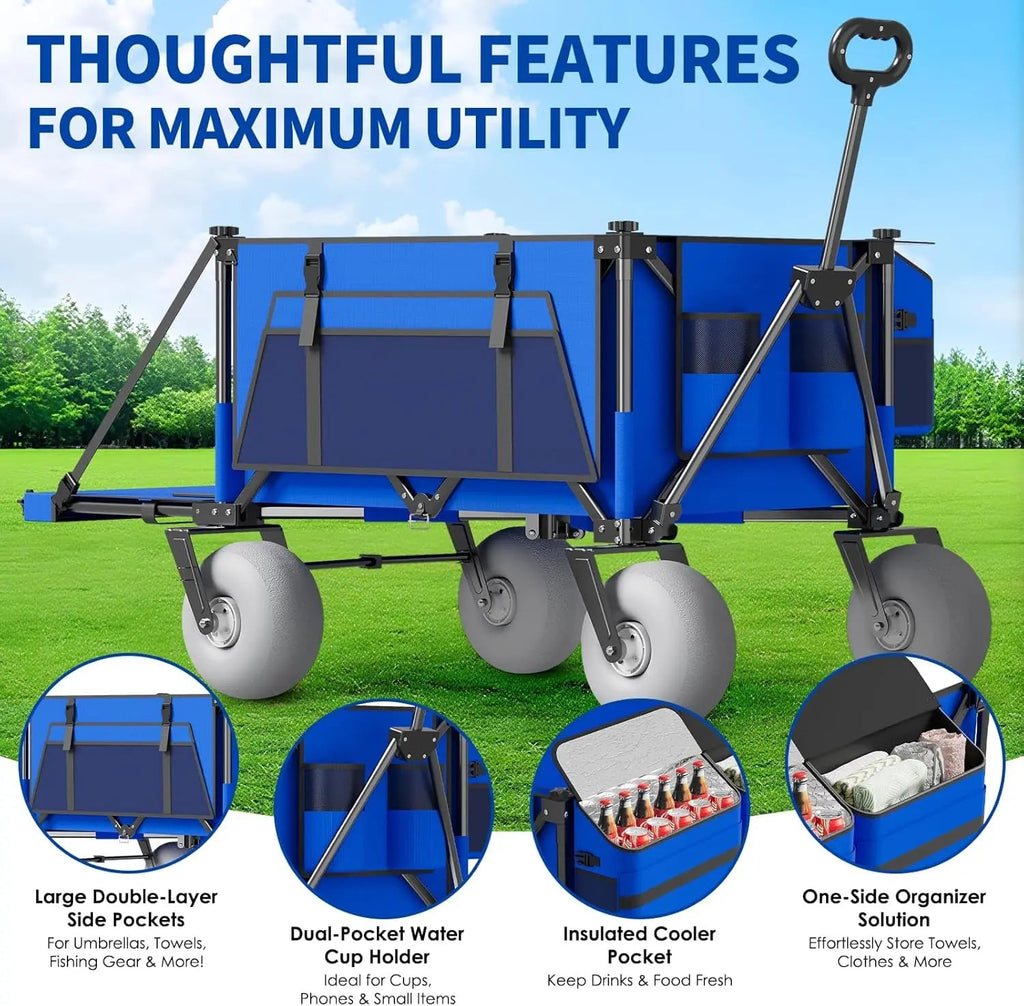 Heavy-Duty Beach Wagon — Foldable All-Terrain Cart for Sand & Outdoor Use