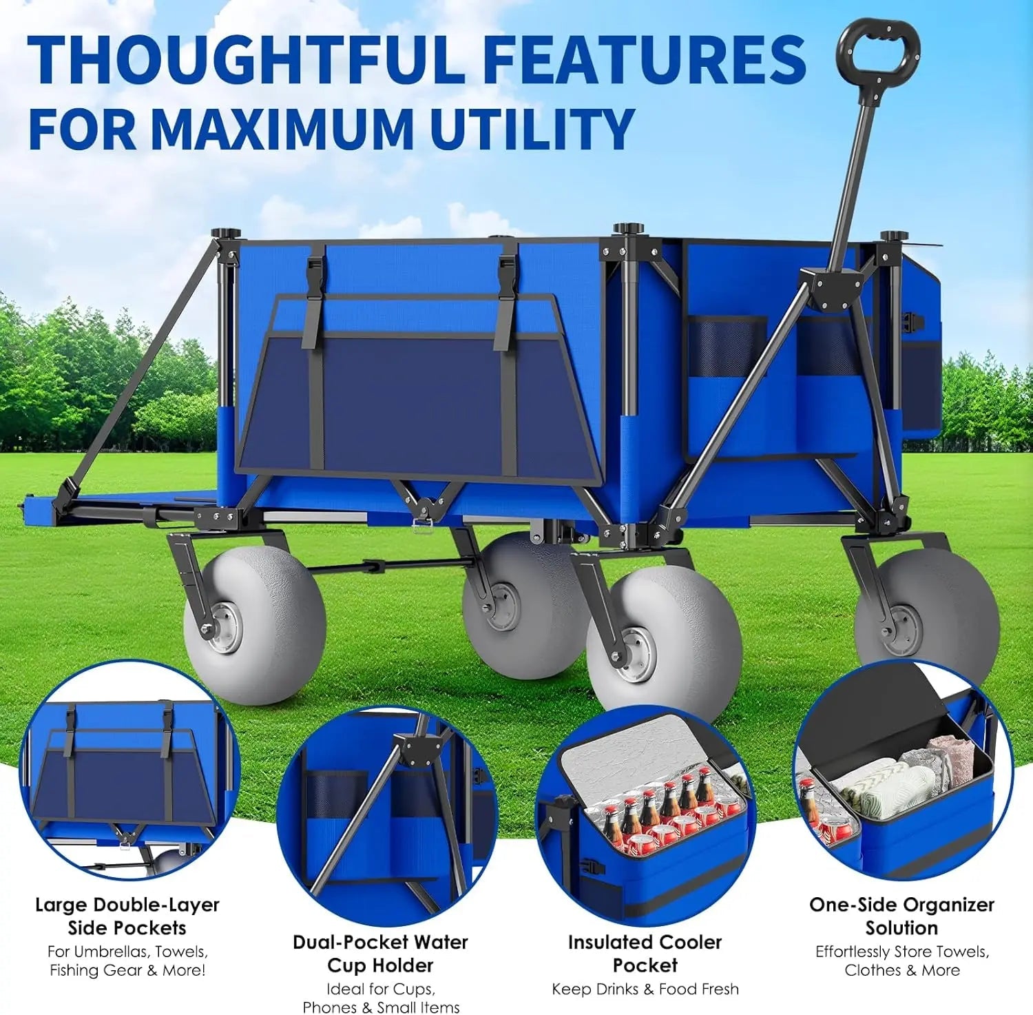 Heavy-Duty Beach Wagon — Foldable All-Terrain Cart for Sand & Outdoor Use