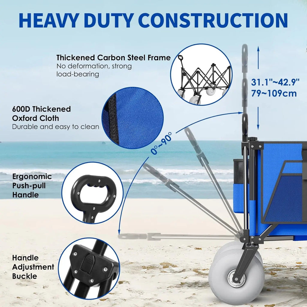 Heavy-Duty Beach Wagon — Foldable All-Terrain Cart for Sand & Outdoor Use