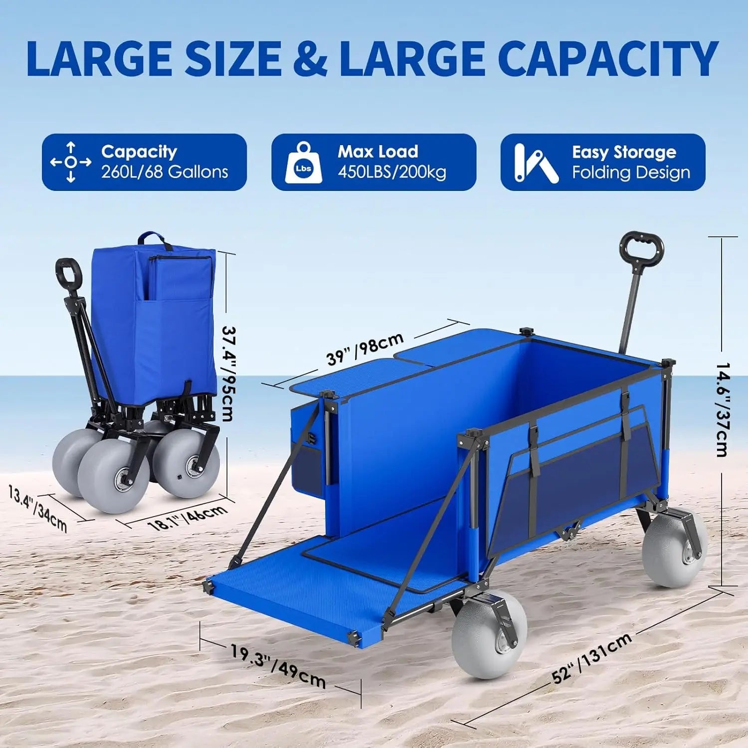 Heavy-Duty Beach Wagon — Foldable All-Terrain Cart for Sand & Outdoor Use